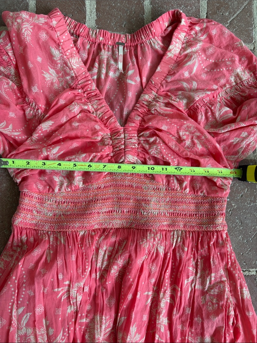 Free People Coral-Pink Floral Maxi Dress with Puff Sleeves - Picture 11 of 15